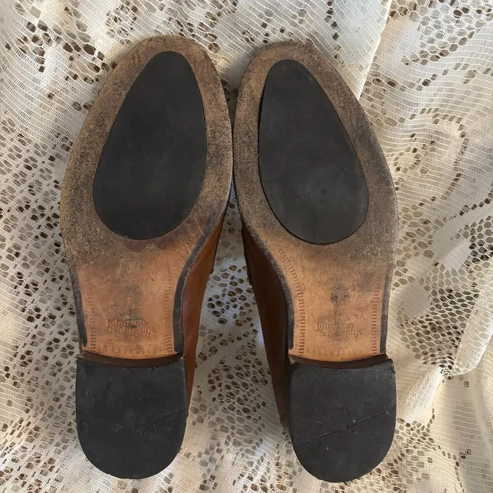 Johnston & Murphy Men's US 8.5 M Brown Leather Tassel Loafer Shoes